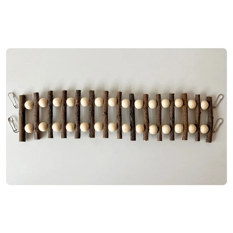 Parrot Ladder Toy | Wooden Cage Training Perch with Hooks for Small & Medium Birds