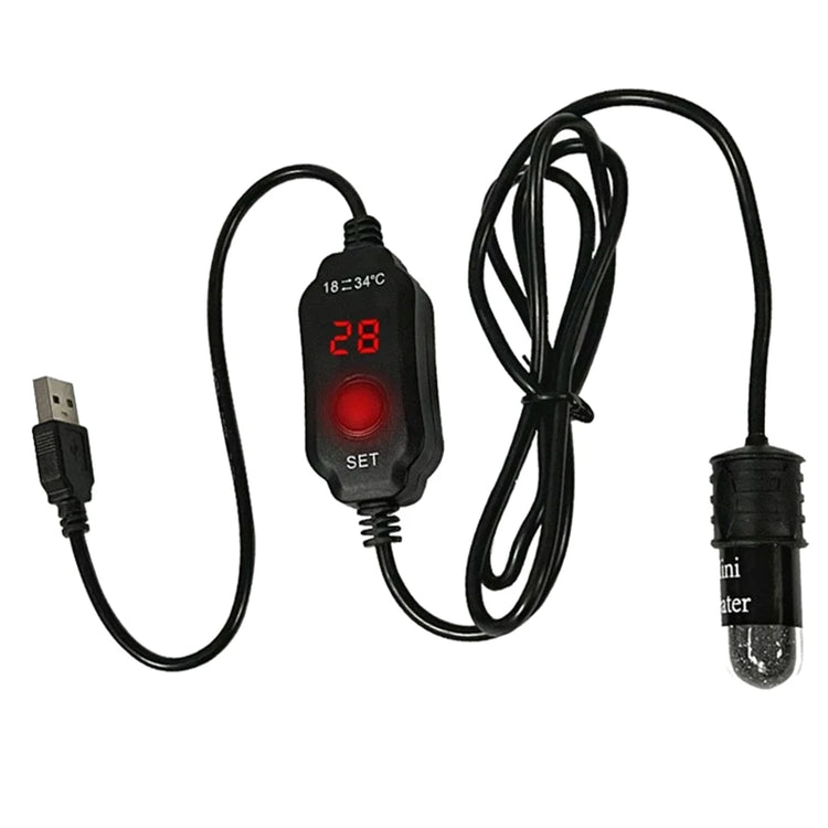 USB 10W Mini Aquarium Heater – Digital Display, Adjustable Temperature, for 1–5L Fish Tanks