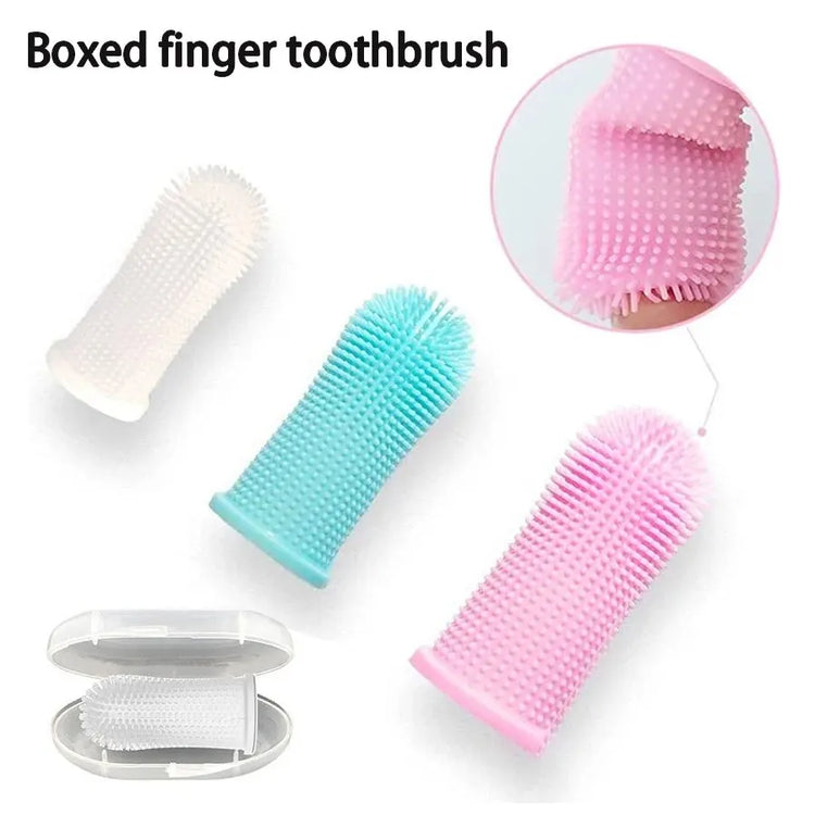 Pet Finger Toothbrush | Oral Cleaning for Cats & Dogs | Silicone Bristle Toothbrush | Dental Care Cleaning Products