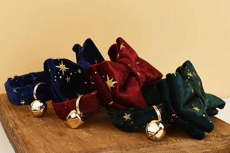 Cat Collar Bowknot | Adjustable Safety Personalized Pet Collar - Customized Name | Soft Corduroy with Bell