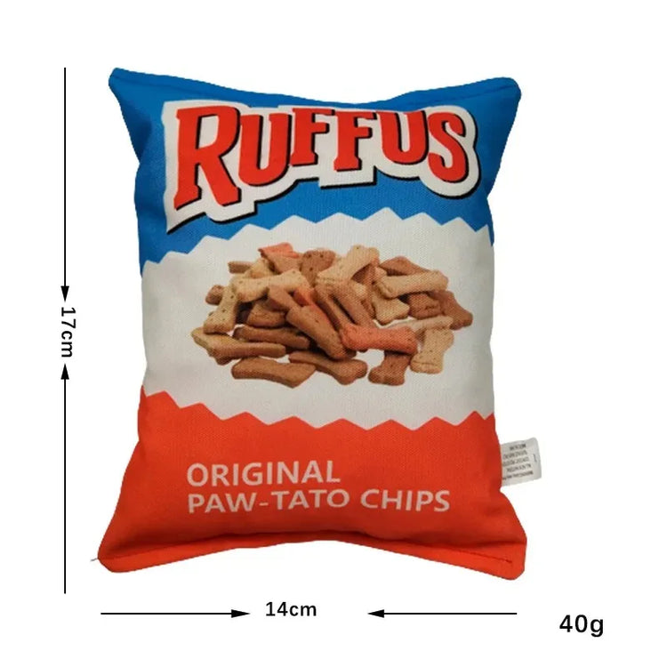 Funny Potato Chips Plush Dog Toy – Squeaky Chew Toy for Small & Medium Dogs