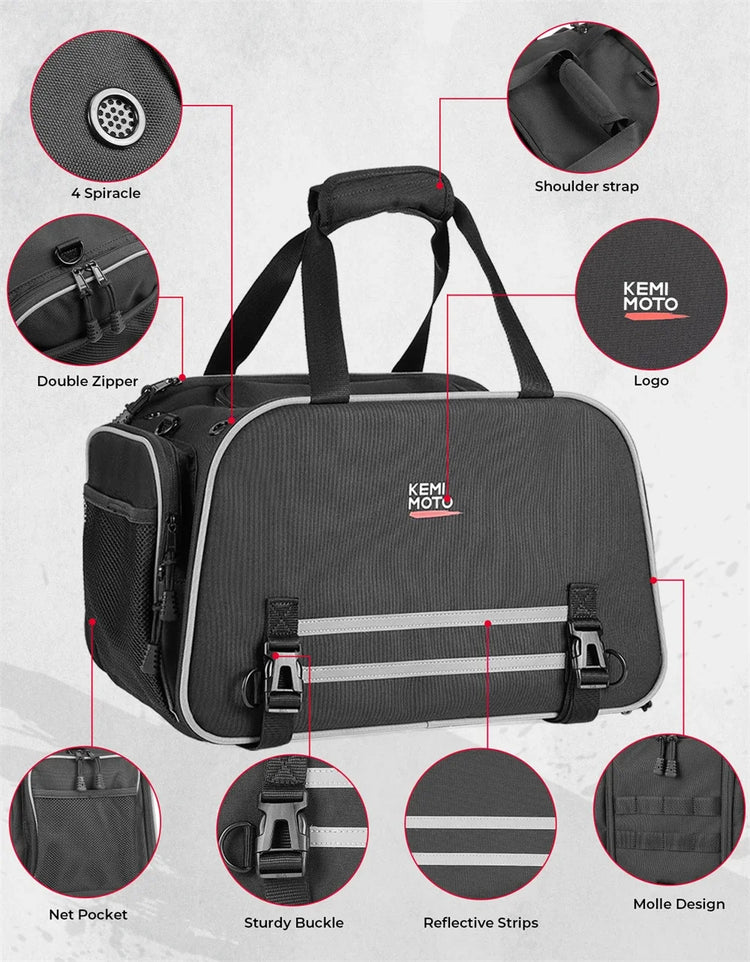 Motorcycle Pet Carrier Bag | Airline Approved Portable Travel Carrier for Cats/Dogs | Fits Luggage Rack or Passenger Seat