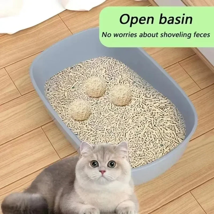 Cat Litter Box | High Side Thicken Semi Enclosed | Splashproof Large Capacity Tray | Removable Scoop | Easy Clean Cat Toilet