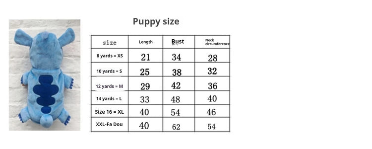 Autumn Winter | Cartoon Pet Clothing | Stitch Same Style | Cat/Dog Clothing | Two-Leg Pet Transformation Outfit | Warm Cotton Clothes