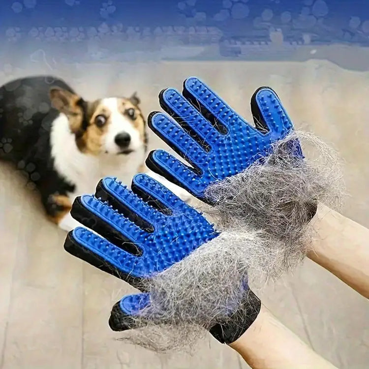 Pet Grooming Glove | Cat Hair Deshedding Glove | Dog Bath & Massage Brush for Cats and Animals