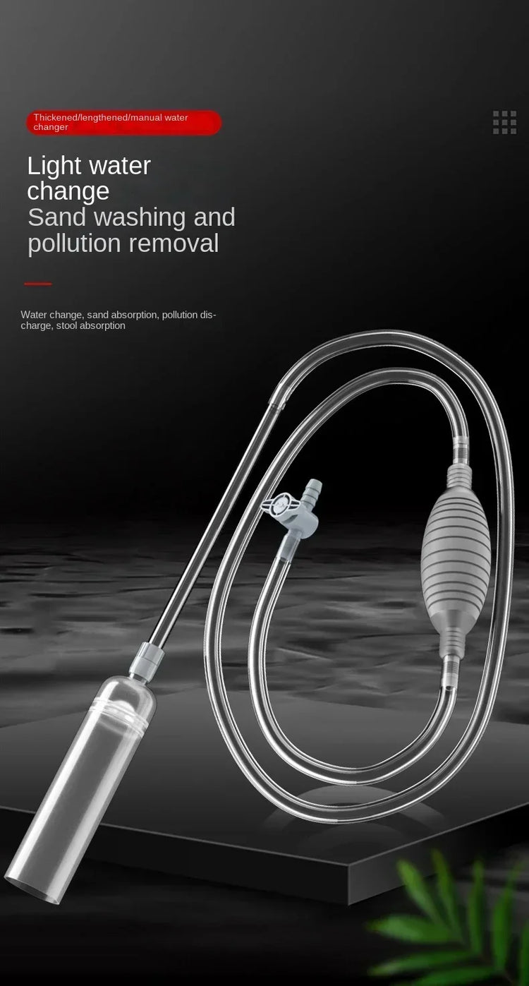 Fish Tank Water Changer Handheld Vacuum Siphon Pump with Adjustable Outlet Valve