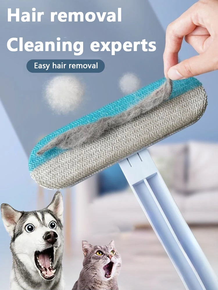 Multifunctional Pet Hair Remover Brush | Long Handle Fur Cleaner for Carpet, Sofa & Clothes | Manual Cat/Dog Hair Cleaning Tool