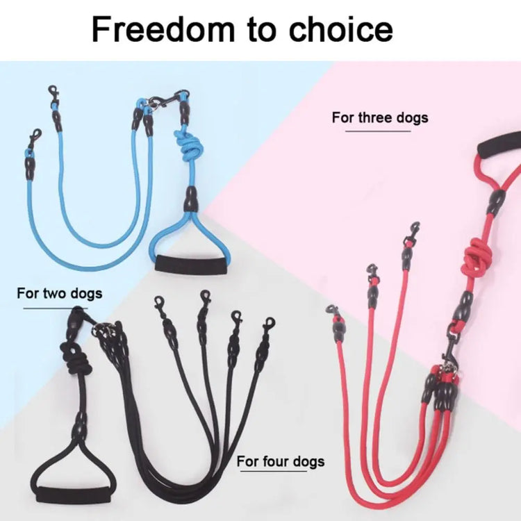 Double Dog Leash Nylon Two-Headed Coupler – Walk 2, 3, or 4 Dogs with Ease