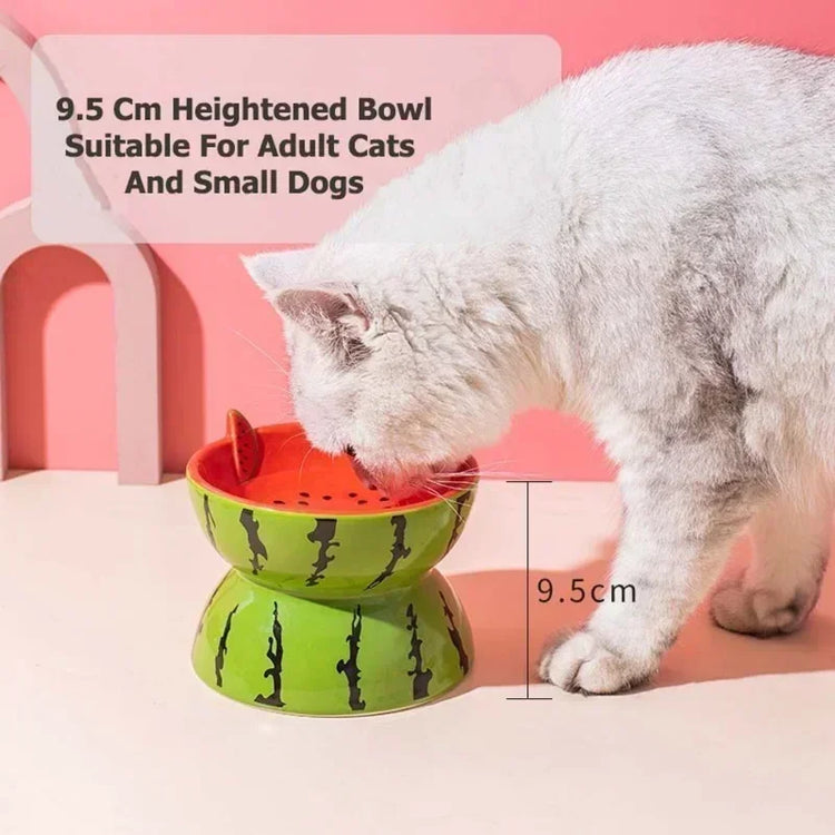 Cat Bowl | Ceramic Cervical Protection | Elevated Grain Bowl | Tilted Mouth | Water & Snack Dish | Pet Products | Fruit Shape Design