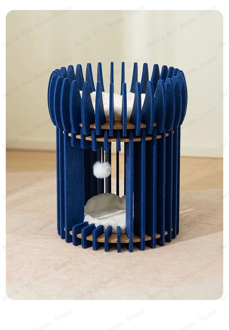 Bird Cage Cat Bed | Luxury Felt Nest for Cats | Breathable & Durable Enclosed Pet Furniture for Comfort & Style