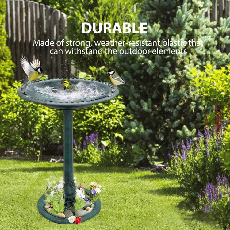 Antique Style Bird Bath | Weather-Resistant | Standing Flower Design for Courtyard, Lawn, Balcony, Yard, Garden