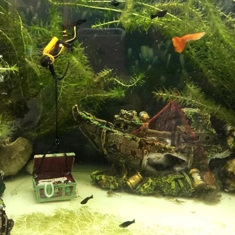 Aquarium Pirate Ship Wreck Ornament – Resin Fish Tank Decoration