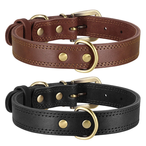 Durable Real Leather Dog Collar – Adjustable & Heavy-Duty for Medium to Large Dogs