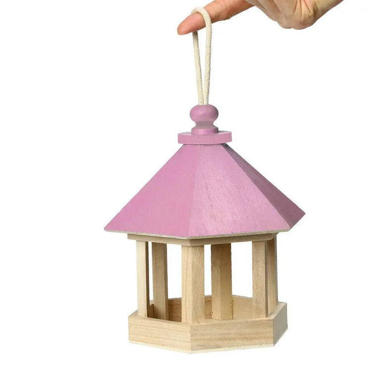 Simple Hanging Wooden Bird House Feeder – Outdoor Bird Shelter for Garden, Balcony, or Deck