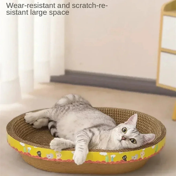Cat Scratching Board | Furniture Protector & Wear-Resistant Claw Toy | Oval Corrugated Paper | Cat Nest Accessories