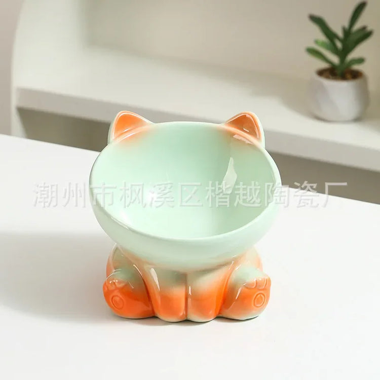 Cat Bowl Pet Accessories | Ceramic Diagonal High Feet - Cute Protection | Cervical Spine Dog Bowl - Drink Water Bowl | Pet Supplies
