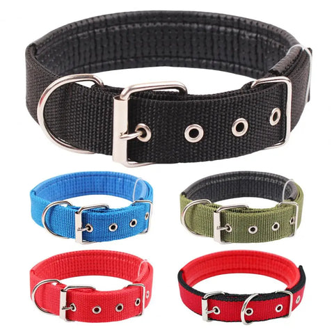 Adjustable Nylon Pet Collar with Traction Ring – Durable and Comfortable Dog Neck Strap