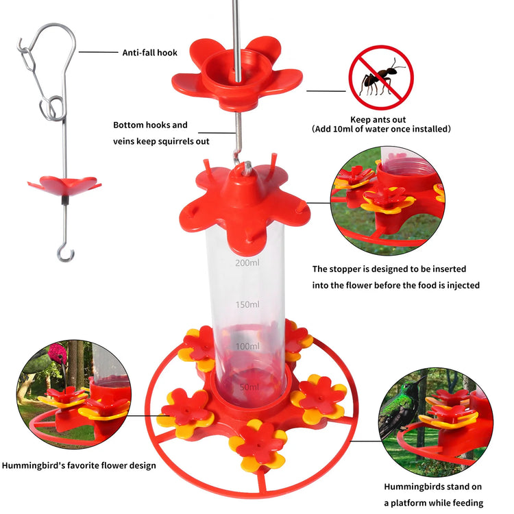 Hummingbird Feeder | Hanging Bird Water Drinker | Leakproof Feeder | Outdoor Garden Decoration
