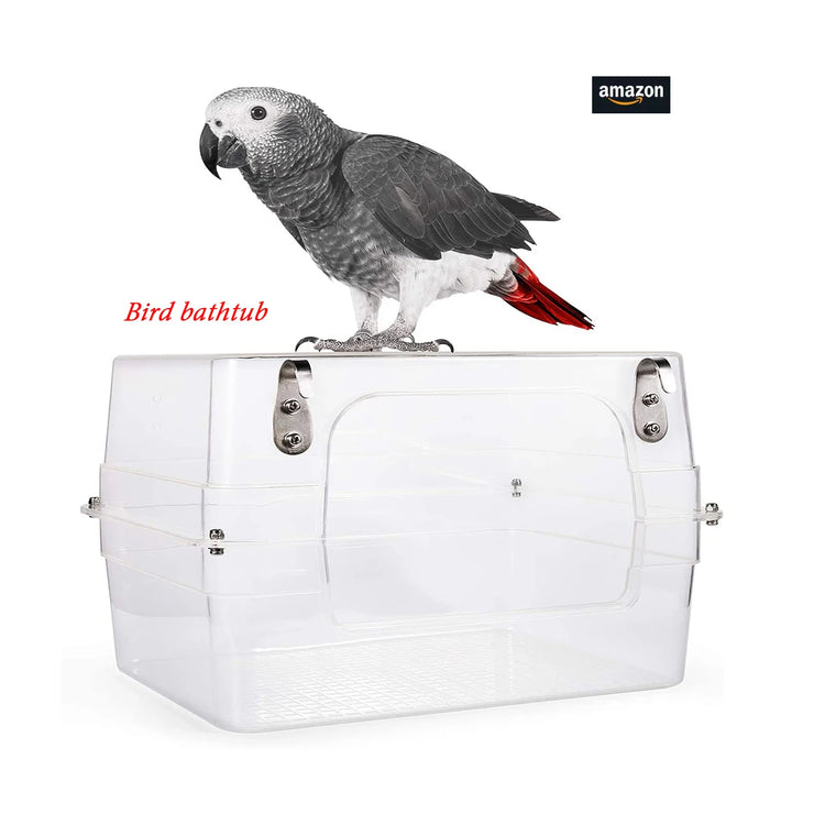 Bird Bath for birds Parrots Tub Large Clear Transparent Swimming Pool Box for Birds to Splash and Play Parrot Shower Bathtub