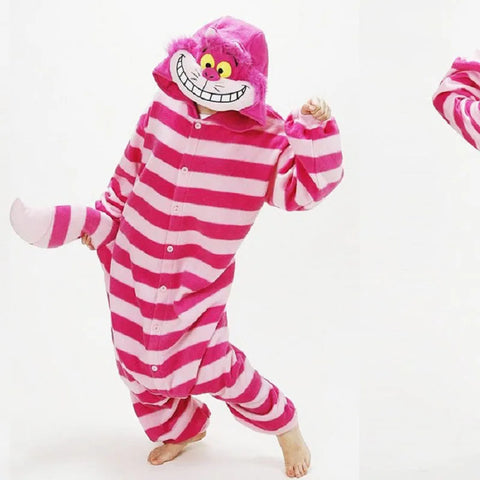 Cheshire Cat Flannel Pajamas for Women | One-Piece Cotton Sleepwear | Autumn/Winter Home Wear