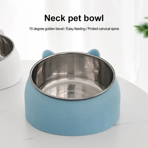 Stainless Steel Pet Bowl | Inclined Cat Dog Feeder | Creative Anti-Spill Design | Removable Inner Bowl | Feeding Bowl for Cats & Small Dogs