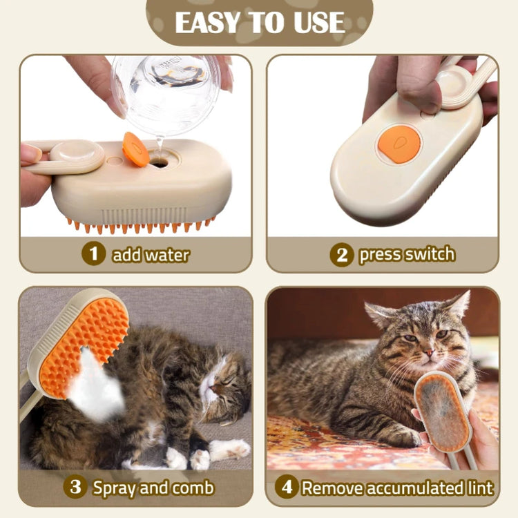 Pet Steam Brush | Cat Dog Cleaning | Steamy Electric Spray Massage Comb | 3 In 1 Hair Removal | Grooming Supplies | Pet Accessories