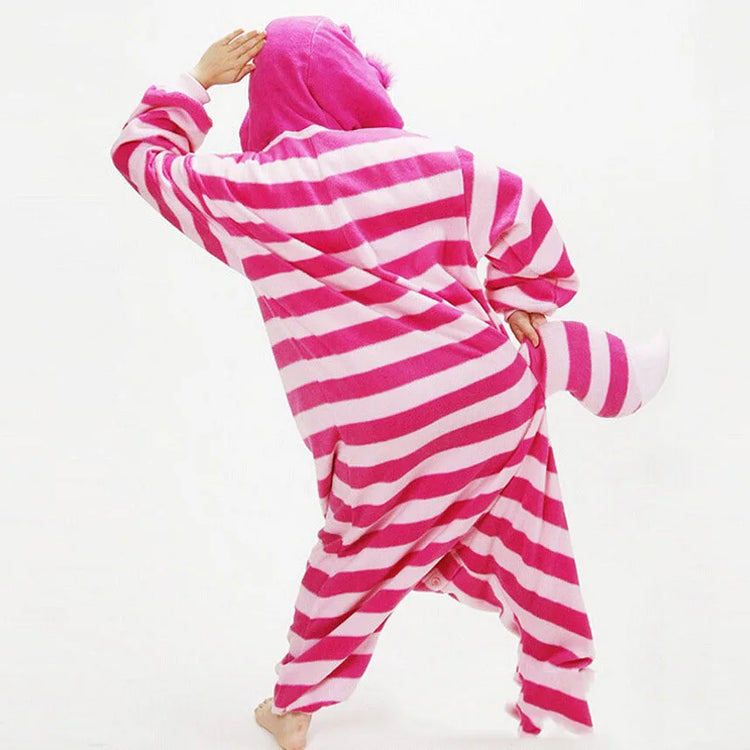 Cheshire Cat Flannel Pajamas for Women | One-Piece Cotton Sleepwear | Autumn/Winter Home Wear