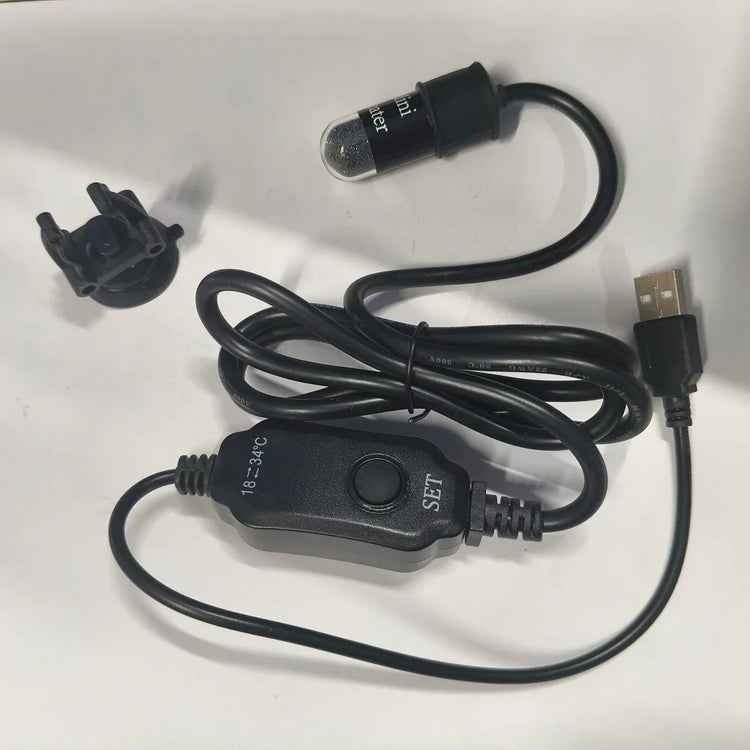 USB Mini Aquarium Heater – Adjustable 18–34°C, Submersible 10W Heating Rod for Small Fish Tanks (2L)