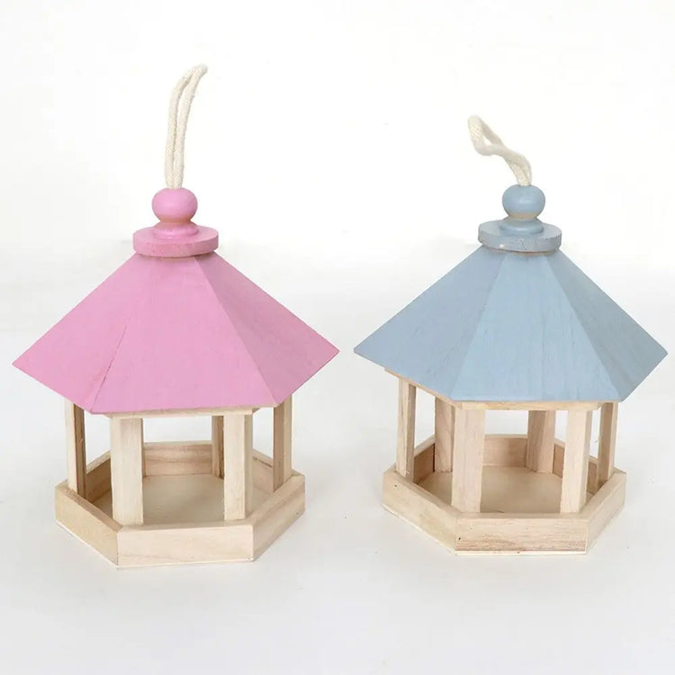 Simple Hanging Wooden Bird House Feeder – Outdoor Bird Shelter for Garden, Balcony, or Deck