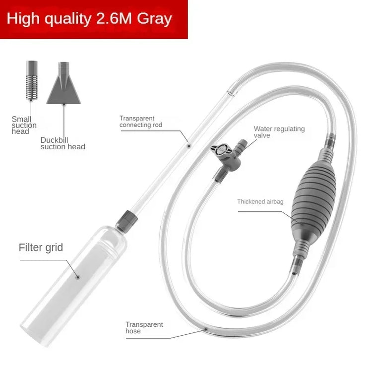 Fish Tank Water Changer Handheld Vacuum Siphon Pump with Adjustable Outlet Valve