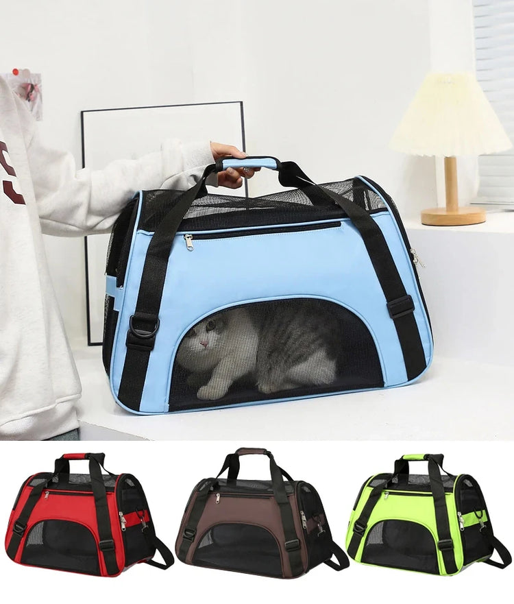 Portable Foldable Pet Carrier Bag – Soft-Sided Travel Handbag for Small Dogs & Cats