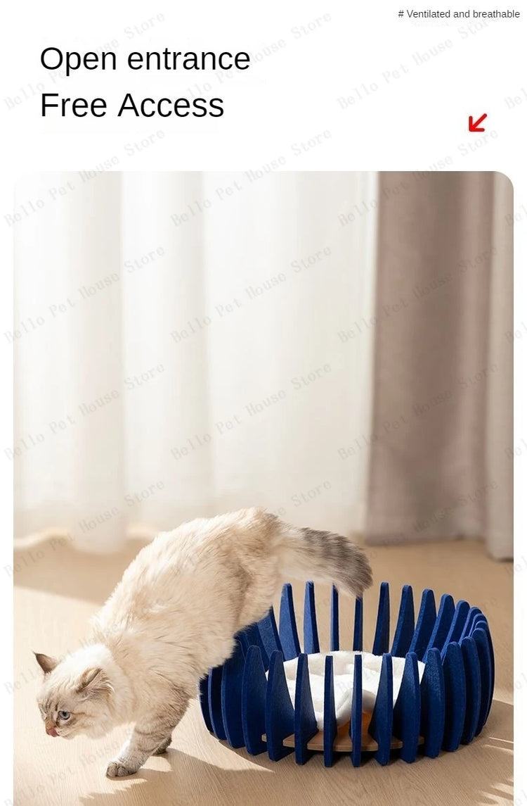 Bird Cage Cat Bed | Luxury Felt Nest for Cats | Breathable & Durable Enclosed Pet Furniture for Comfort & Style