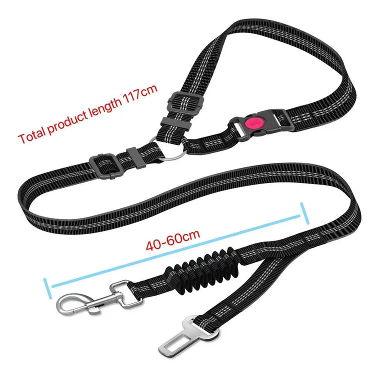 Adjustable Dog Car Seat Belt | Striped Nylon Large Dog Traction Rope for Car Rides