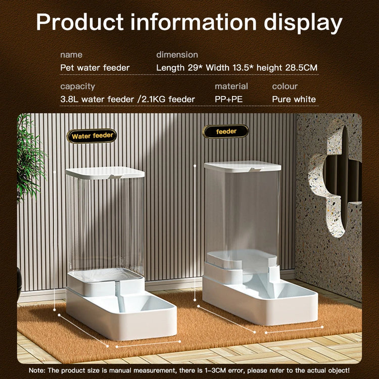 Automatic Cat Feeder & Water Dispenser | Gravity Pet Food Container | 3.8L BPA-Free Plastic Feeder for Cats & Dogs | No Power Needed