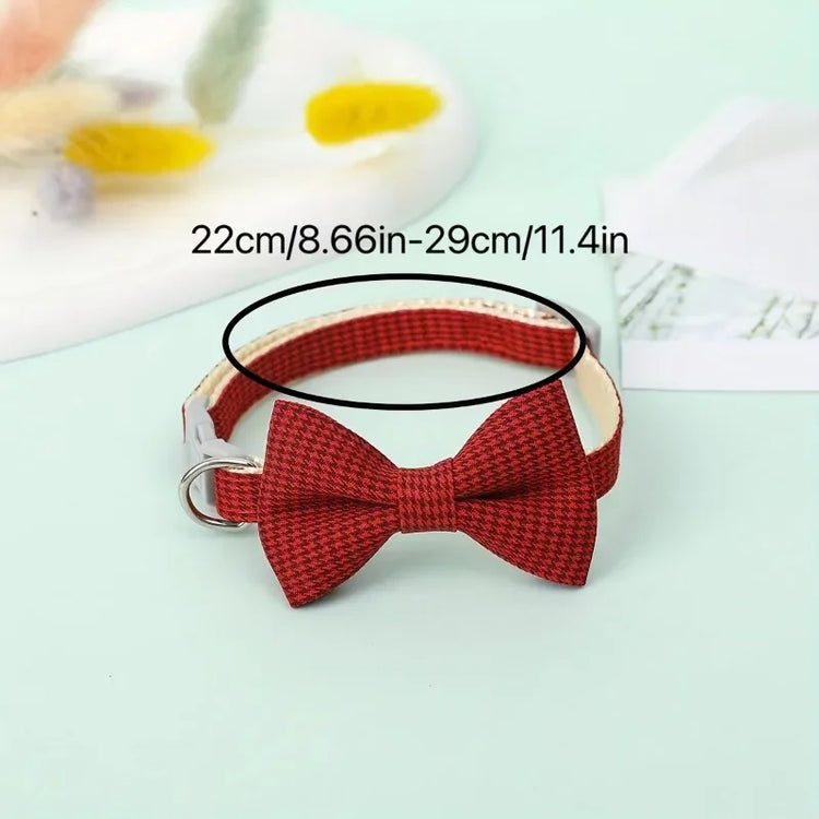 Cute Cat Collar with Bow Tie | Adjustable Design| Pet Dogs Cats Puppy Necklace - Pet Supplies