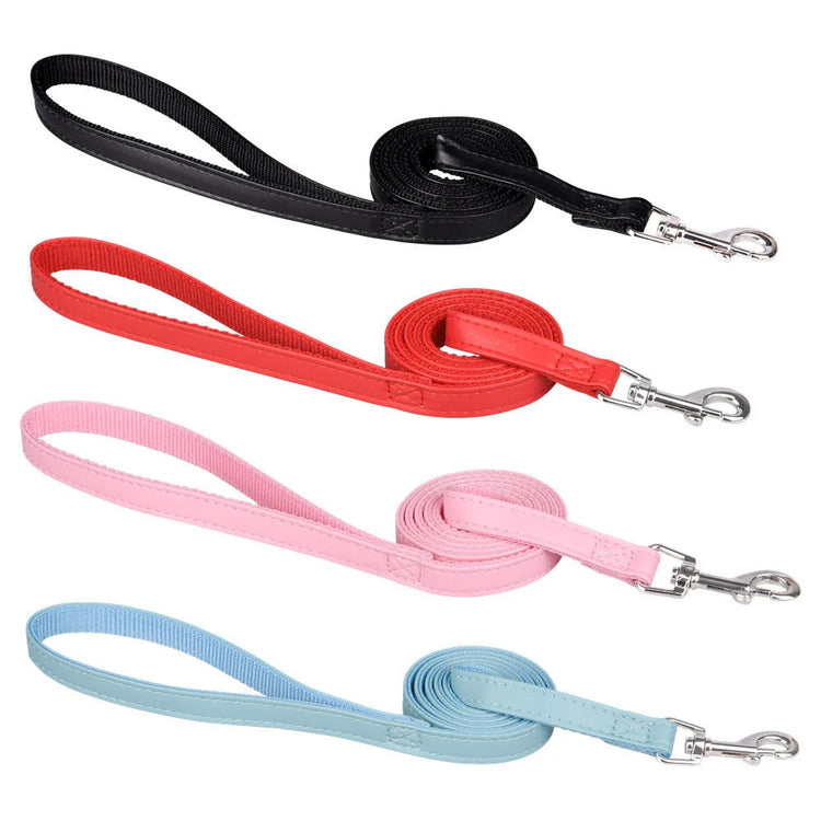 120cm PU Leather Padded Nylon Dog Leash – Durable, Comfortable, and Easy to Use for Dogs and Cats