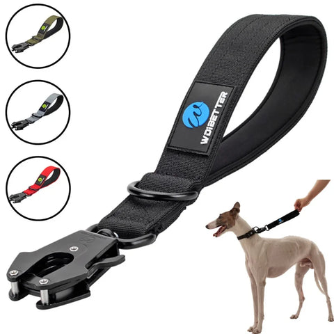 Short Padded Traffic Lead for Dogs – Heavy-Duty Nylon Leash with Quick Release Clip
