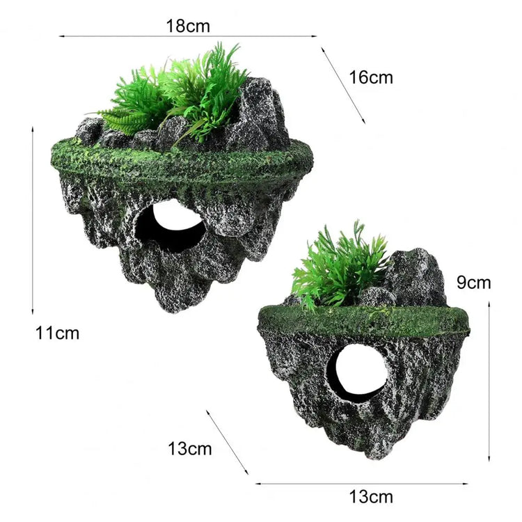 Fish Tank Artificial Stone Decoration – Miniature Floating Moss Rock with Cave Hideout for Aquarium Landscaping