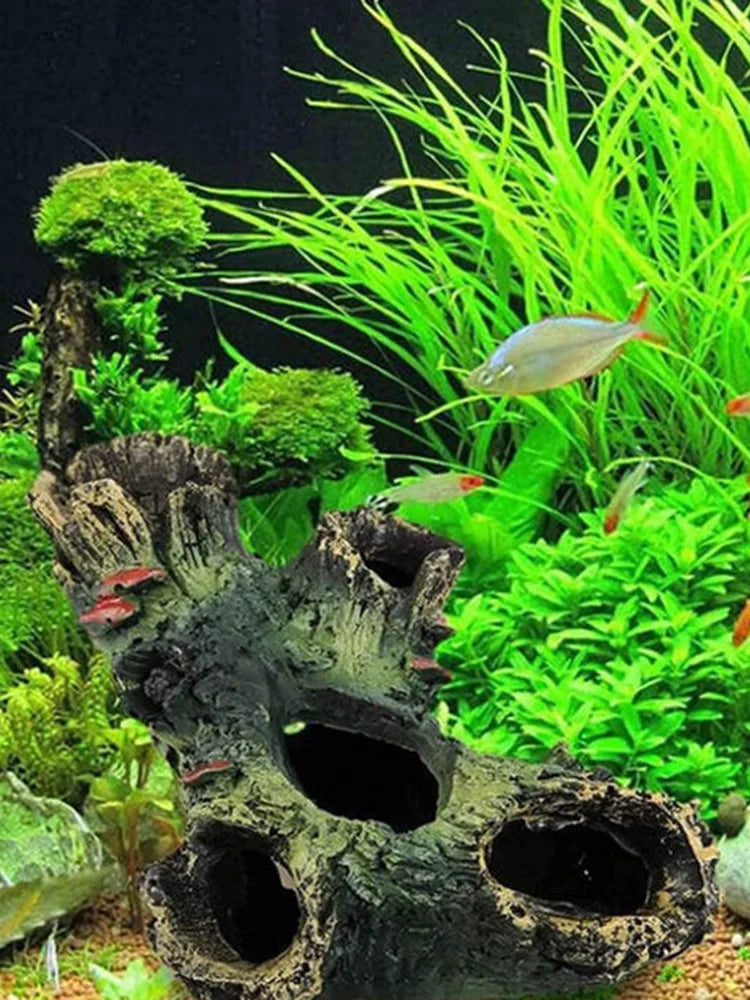 Resin Wood Aquarium Decoration – Natural Tree Trunk Fish Tank Ornament for Hiding and Landscaping