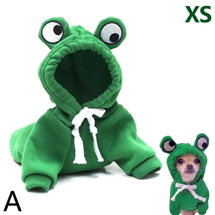 Cute Frog Dog Hoodie – Warm Fleece Sweatshirt for Small & Medium Dogs and Cats
