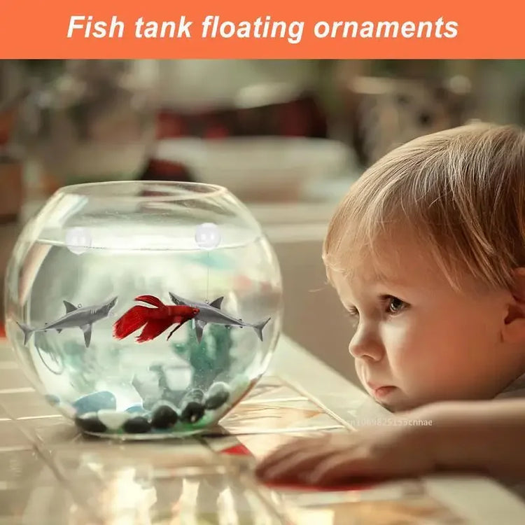 Creative DIY Aquarium Floating Shark Ornament – Adjustable Fish Tank Decoration with Floating Ball and String