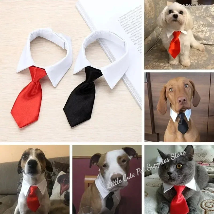 Gift Pet Dog/Cat Formal Necktie | Tuxedo Bow Tie - Black and Red Collar for Dog/Cat | Pet Accessories for Wedding, Holiday, and Party