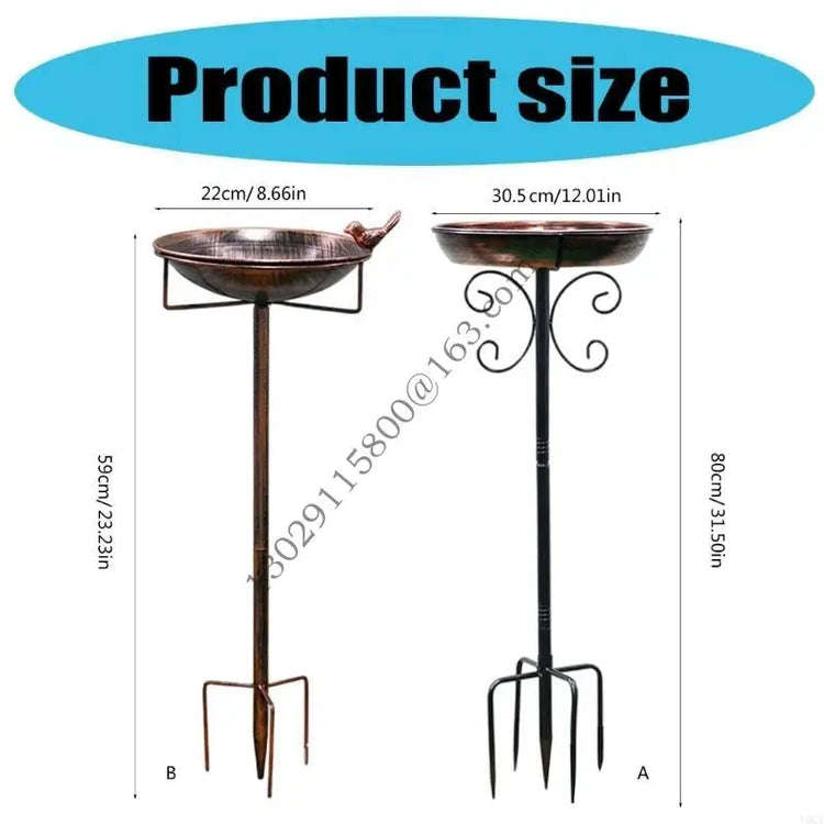Freestanding Metal Bird Bath with Stake for Outdoor Use | Large Garden Bird Feeder Bowl for Lawns, Patios & Yards