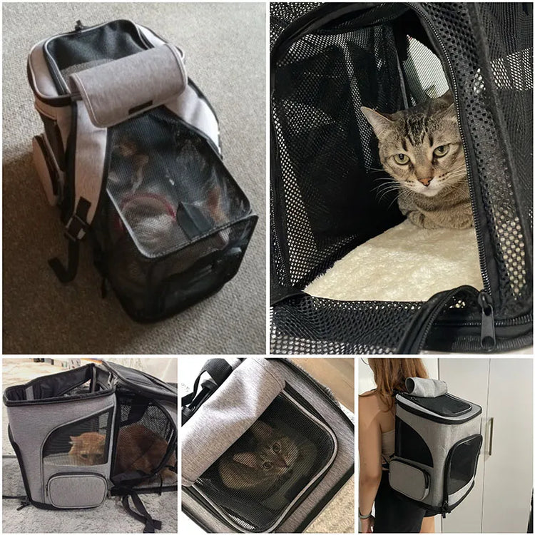 Breathable Pet Cat Carrier Backpack | Foldable Pet Carrier | Transport Travel Bag | Expandable Large Capacity | Creative for Cats Dogs