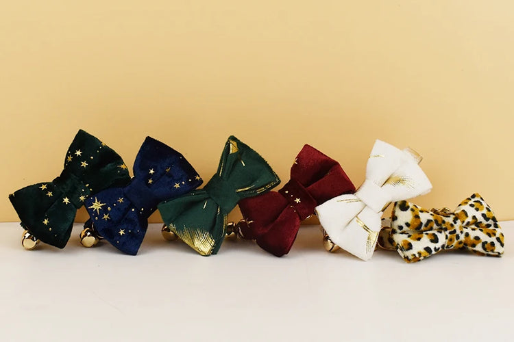 Cat Collar Bowknot | Adjustable Safety Personalized Pet Collar - Customized Name | Soft Corduroy with Bell