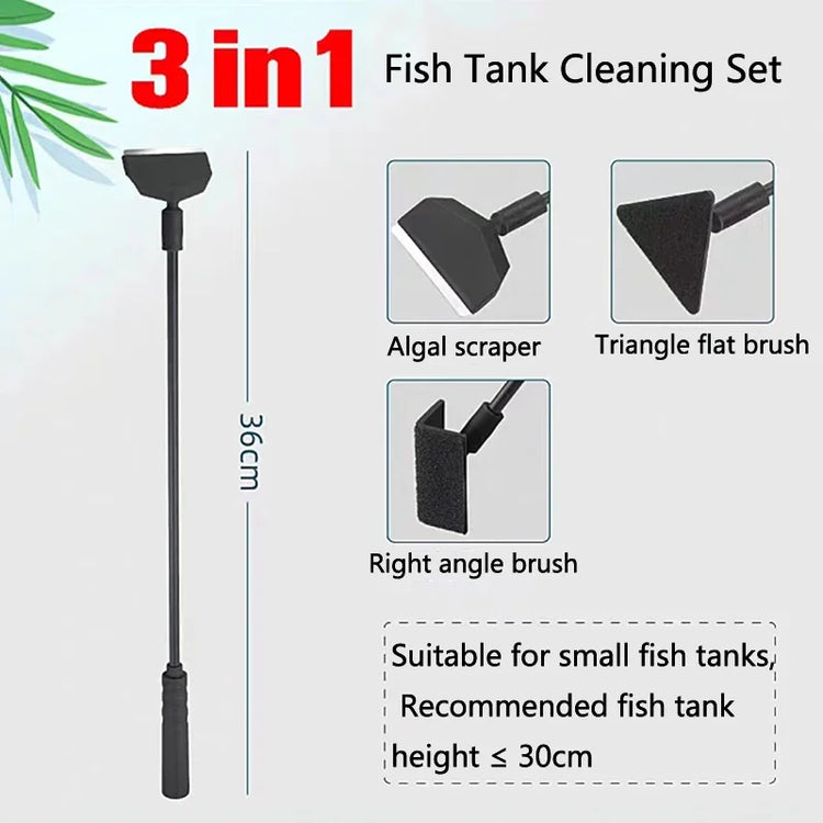 Aquarium Cleaning Tool Kit – 3-in-1 / 5-in-1 Fish Tank Cleaner with Net, Scraper & Sponge
