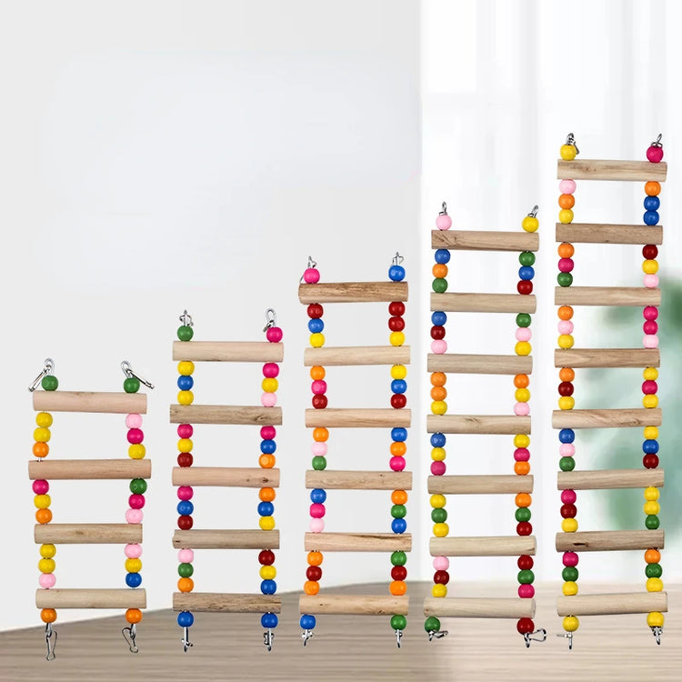 Bird Parrot Toys | Colorful Hanging Cage Climbing Ladders with Natural Wood | Parrots Suspension Bridge Swing Toys | Bird Toy Supplies