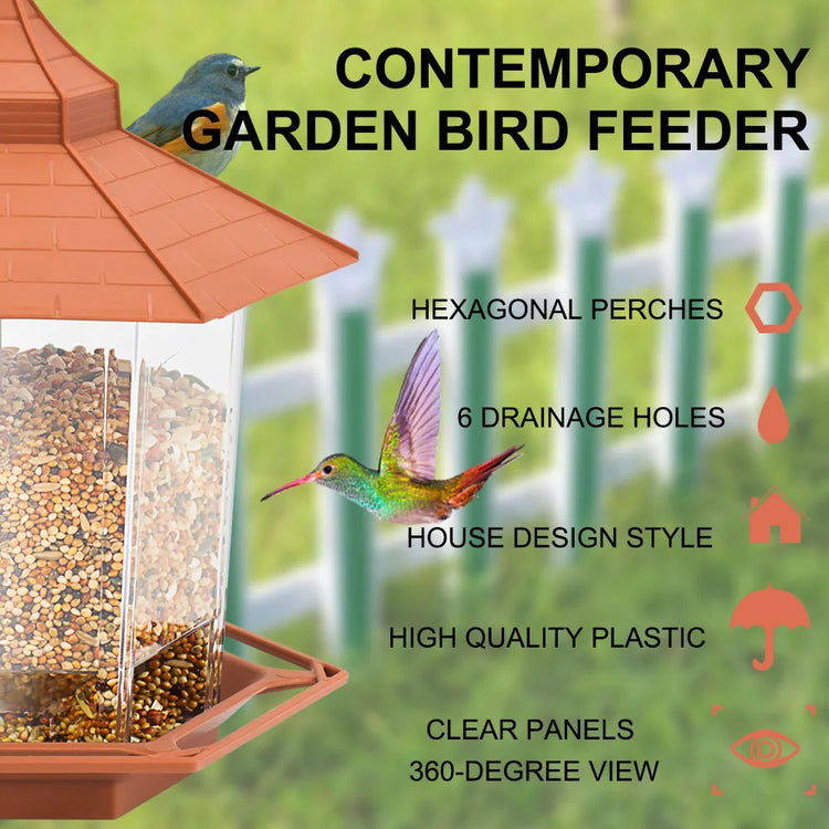 Bird Feeder | Automatic Food Feeding Tool for Birds | Hanging Gazebo Outdoor Nut Feeder | Multiple Hole Food Dispenser Container