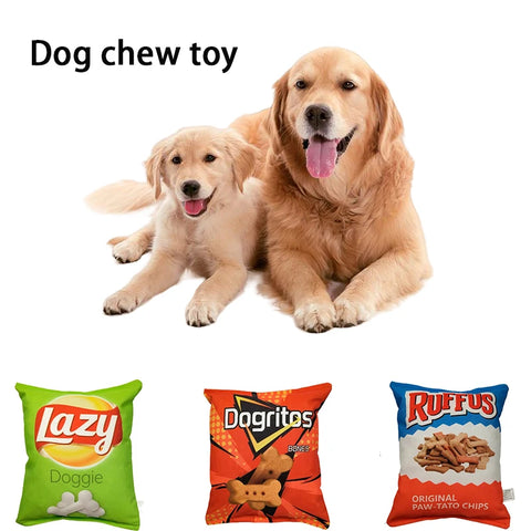 Funny Potato Chips Plush Dog Toy – Squeaky Chew Toy for Small & Medium Dogs