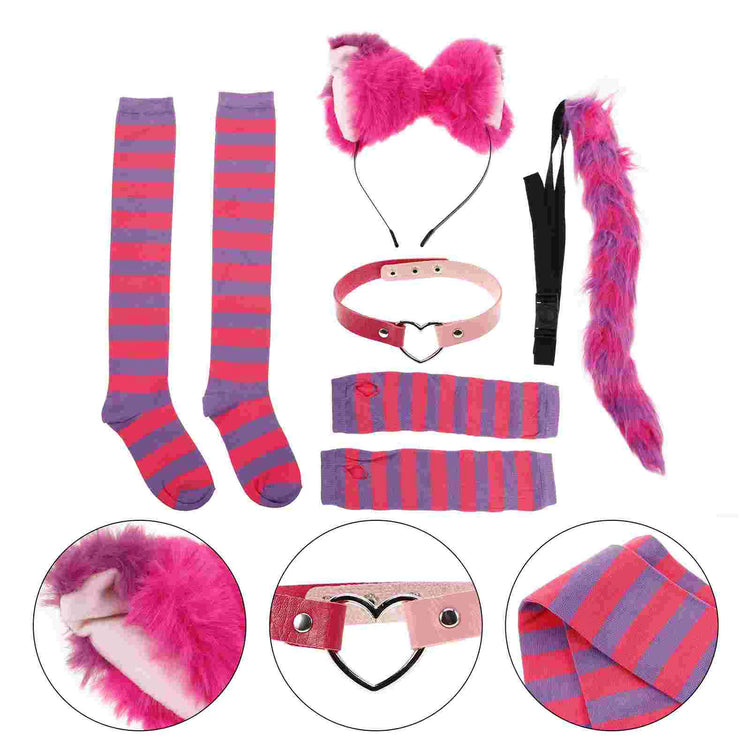 Cat Cosplay Costume Kit | Ears, Tail, Gloves, Collar & Socks | Party & Halloween Accessory Set